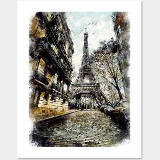 Paris City Streets Travel Poster Series watercolor ink edition 04 Posters and Art